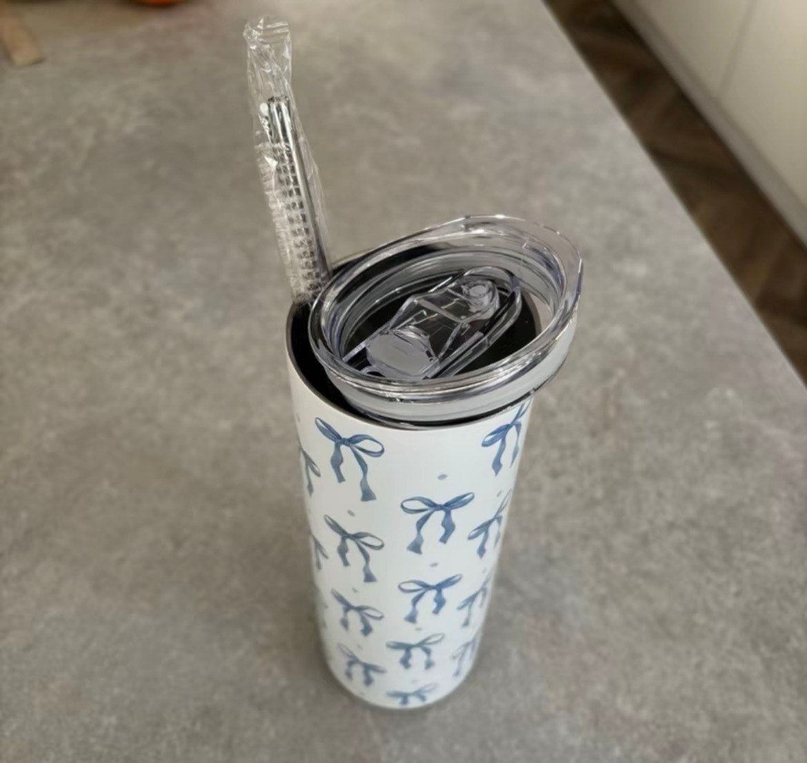 Cutesy blue bow tumbler
