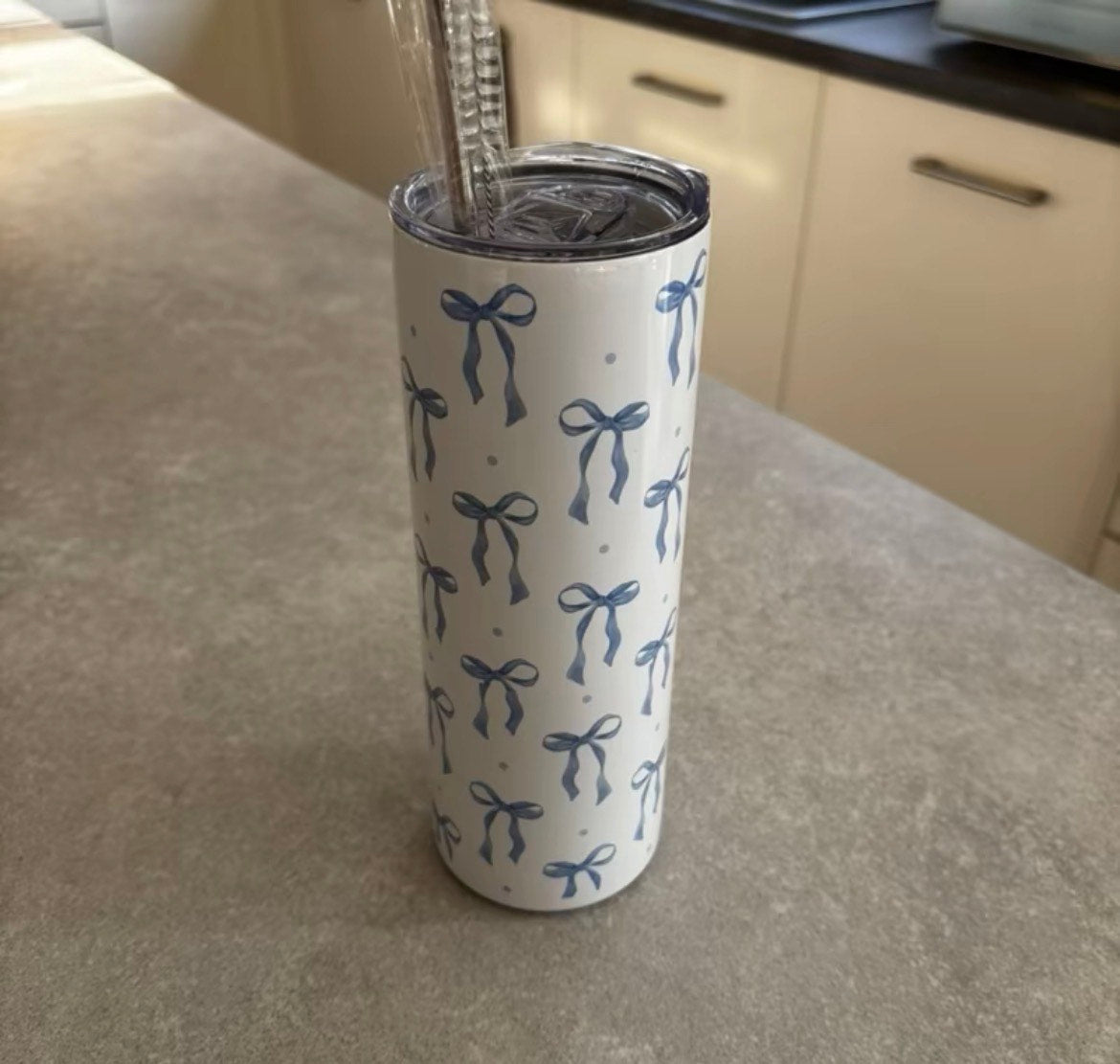 Cutesy blue bow tumbler